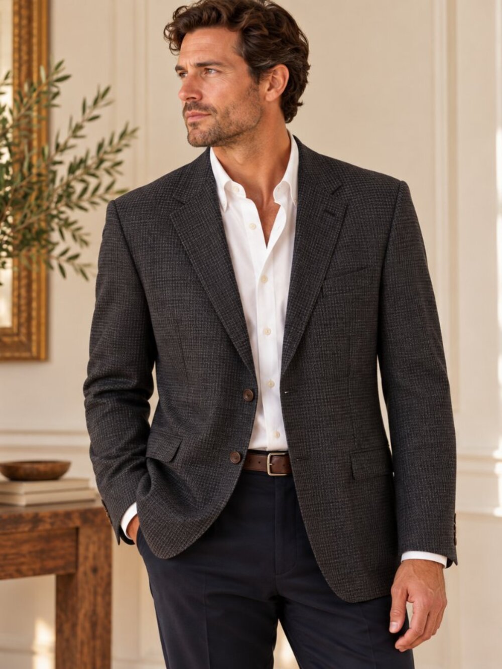 Armani Collezioni Blazer Mens 46L Brown Wool Blend Giorgio Armani Sport Coat